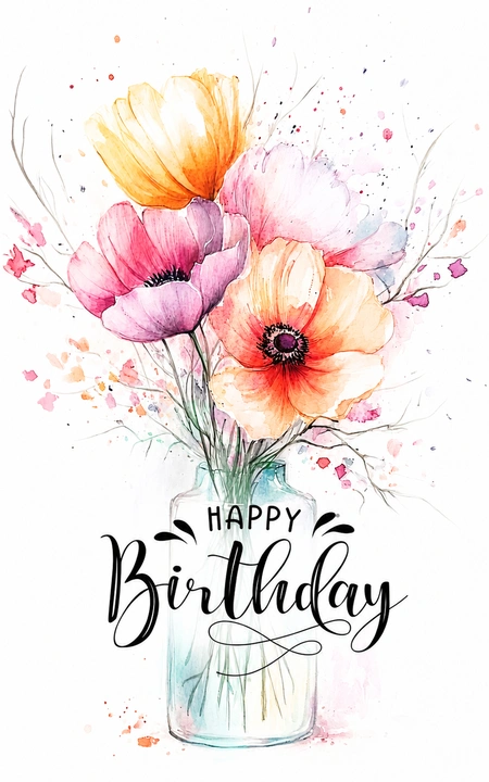 Poppies Jar Art Birthday — Happy Birthday wishes image