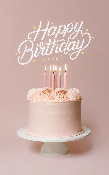 Rose Cake Candles Birthday — Happy Birthday wishes image