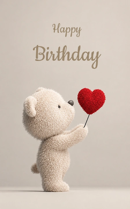 Teddy Red Heart Birthday — Happy Birthday wishes image