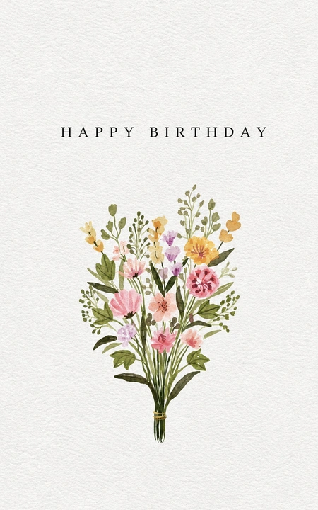 Wildflower Bouquet Card Birthday — Happy Birthday wishes image