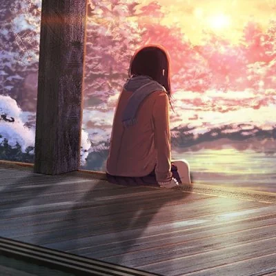 Anime Girl Watching Sunset Alone Dp
