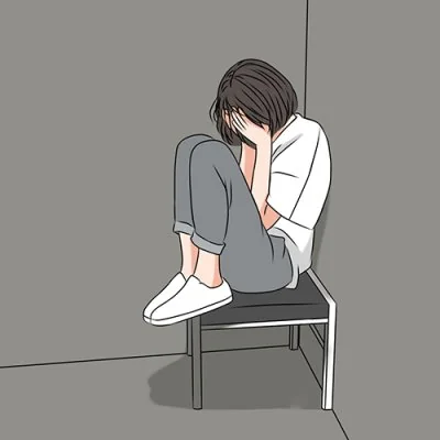 Crying Girl On Chair Alone Dp