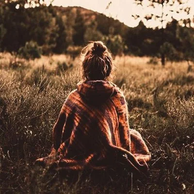 Wrapped Blanket Girl Field Alone Dp