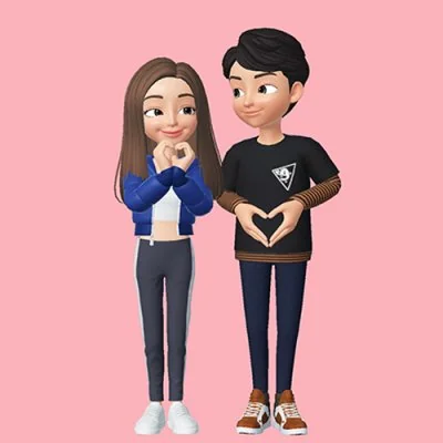 3D Avatar Couple Hearts Love Dp