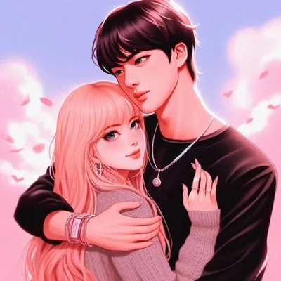 Anime Couple Pink Blossoms Love Dp