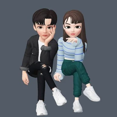 Avatar Couple Sitting Denim Jacket Love Dp