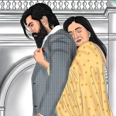 Bearded Man Saree Woman Love Dp