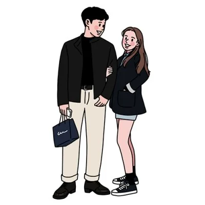 Black Coat Shopping Couple Love Dp