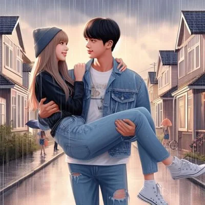 Boy Carrying Girl Rain Love Dp
