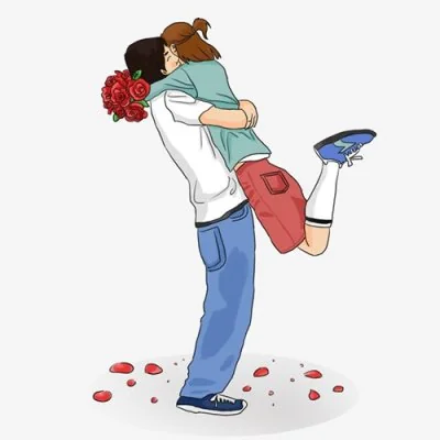Boy Lifting Girl Roses Love Dp