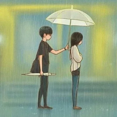 Boy Sharing Umbrella Rain Love Dp
