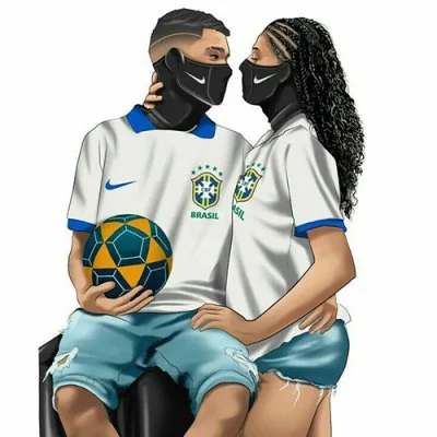 Brazil Jersey Masked Couple Love Dp
