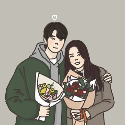Couple Holding Flower Bouquets Love Dp