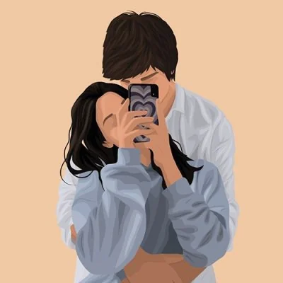 Couple Selfie Vector Art Love Dp