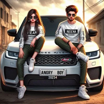 Couple Sitting On Range Rover Love Dp