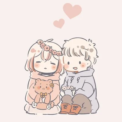 Cozy Chibi Couple Hearts Love Dp
