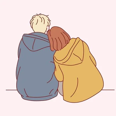Cozy Couple Sitting Together Doodle Love Dp