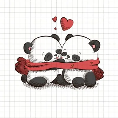 Cuddling Pandas Red Scarf Love Dp
