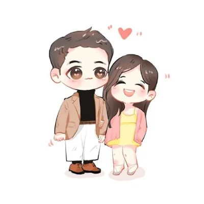 Cute Chibi Couple Standing Love Dp