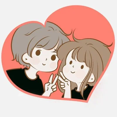 Cute Couple Heart Frame Peace Love Dp