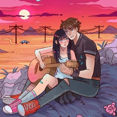 Desert Sunset Guitar Couple Love Dp