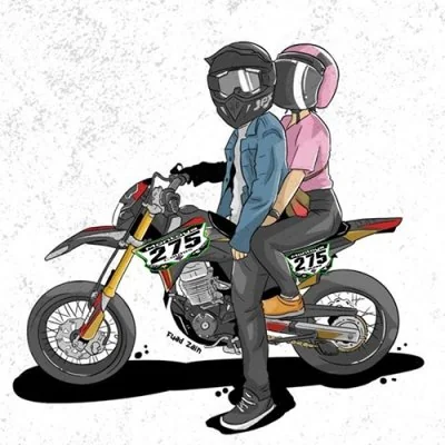Dirt Bike Couple Helmets Love Dp