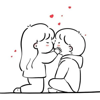 Doodle Couple Cheek Kiss Love Dp