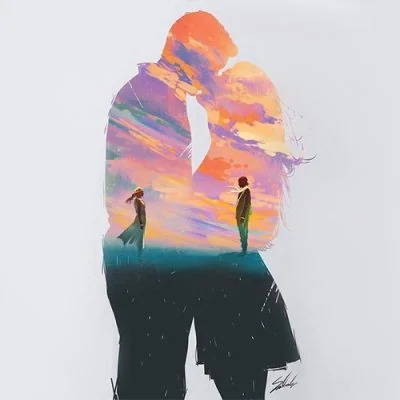Double Exposure Sunset Embrace Love Dp