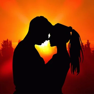 Fiery Sunset Kiss Silhouette Love Dp