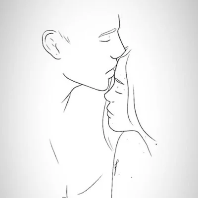 Forehead Kiss Line Art Love Dp
