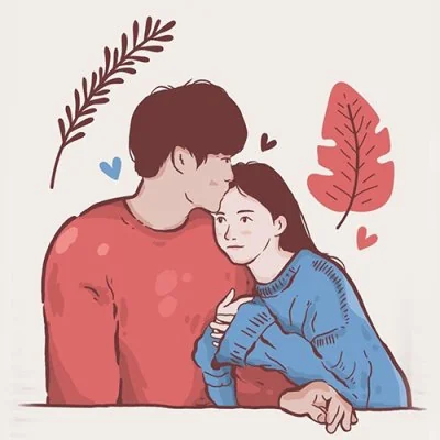 Forehead Kiss Sketch Couple Love Dp
