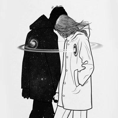 Galaxy Coat Couple Sketch Love Dp