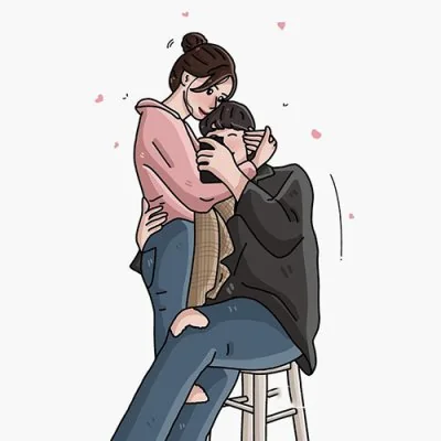 Girl Hugging Boy On Stool Love Dp