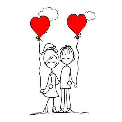 Heart Balloons Doodle Couple Love Dp