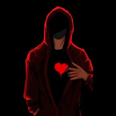 Hooded Man Glowing Heart Love Dp