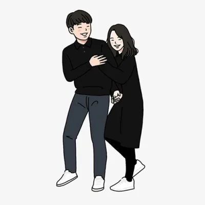 Laughing Couple Black Outfits Love Dp