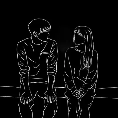 Line Art Couple Bench Love Dp