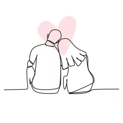 Line Art Couple Heart Love Dp