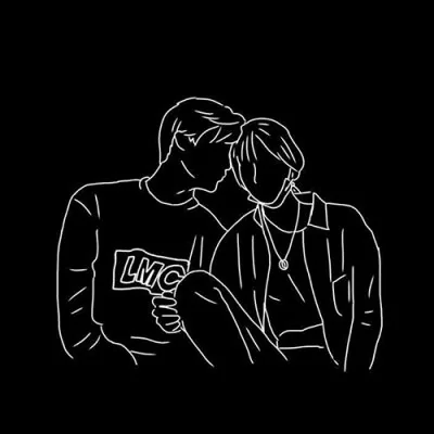 Line Art Couple Leaning Together Love Dp