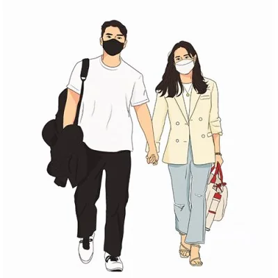 Masked Couple Walking Hands Love Dp