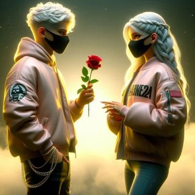 Masked Duo Red Rose Love Dp
