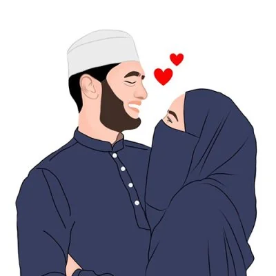 Muslim Couple Hearts Cartoon Love Dp