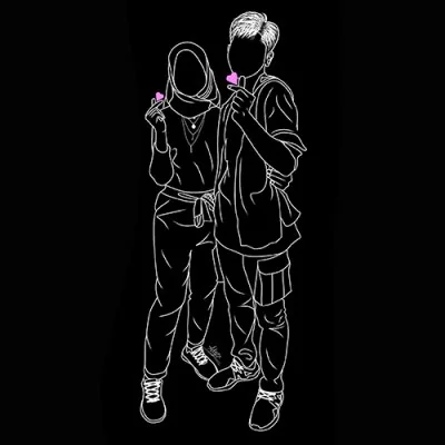 Neon Outline Standing Couple Love Dp