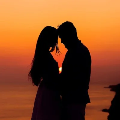 Orange Sunset Embrace Silhouette Love Dp