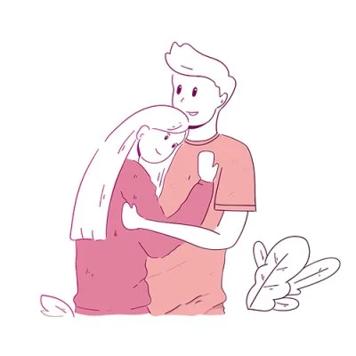 Pink Line Art Embrace Love Dp