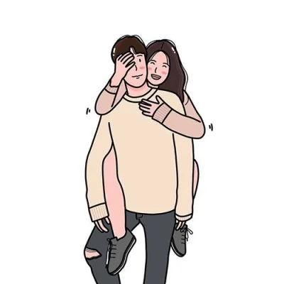 Playful Piggyback Couple Sketch Love Dp