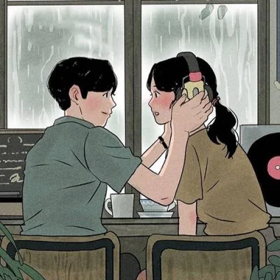 Rainy Cafe Couple Moment Love Dp