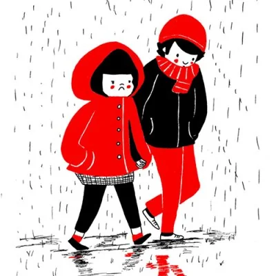 Red Coats Walking Rain Love Dp