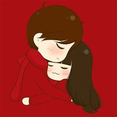 Red Hug Cartoon Couple Love Dp