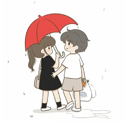 Red Umbrella Cartoon Pair Love Dp